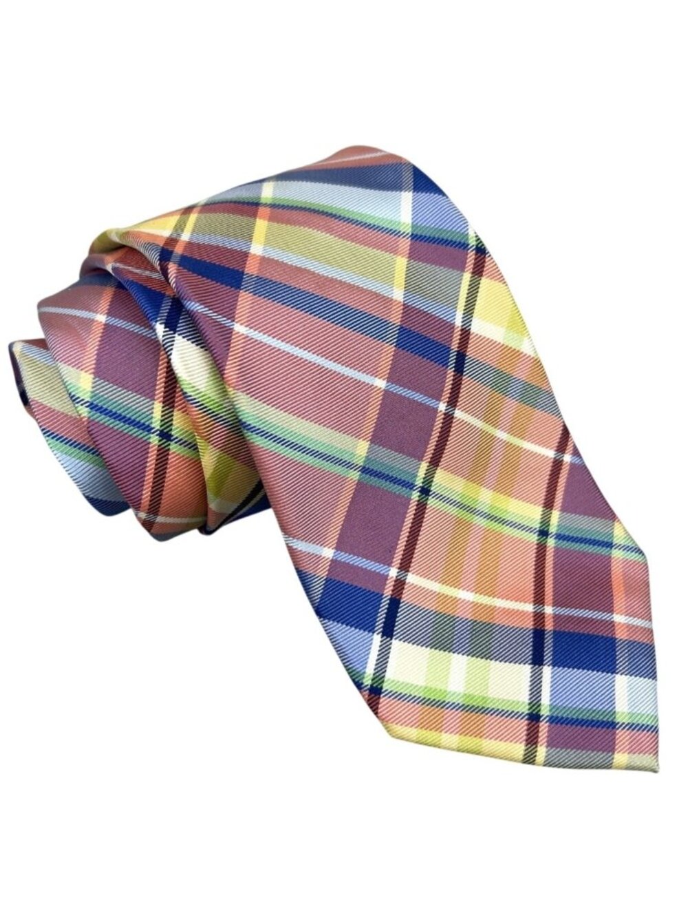 Tommy Hilfiger Men's Silk Plaid Tie Multicolor Pastel Spring Easter Tie